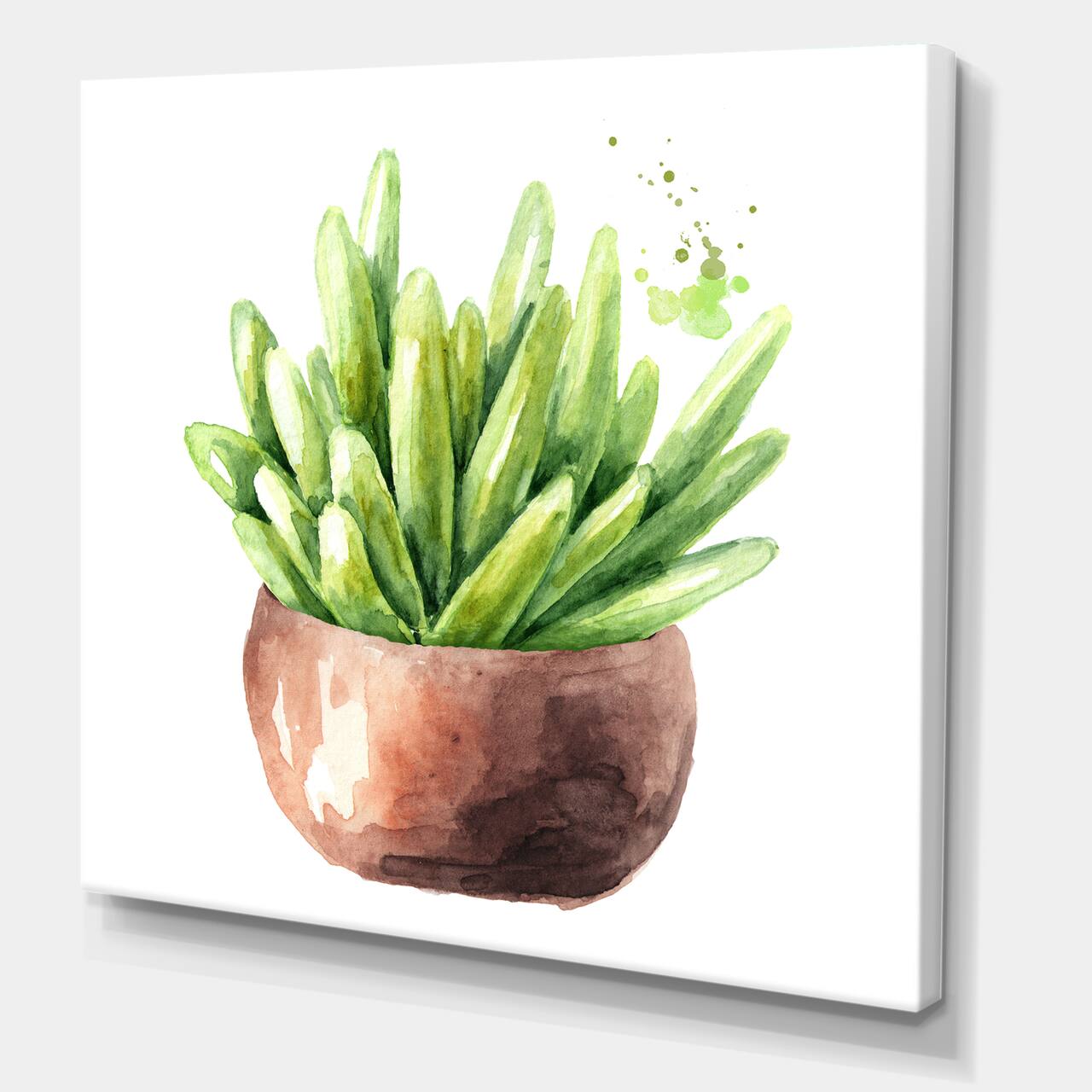 Designart - Succulent Flower In Terracotta Pot I - Traditional Canvas Wall Art Print